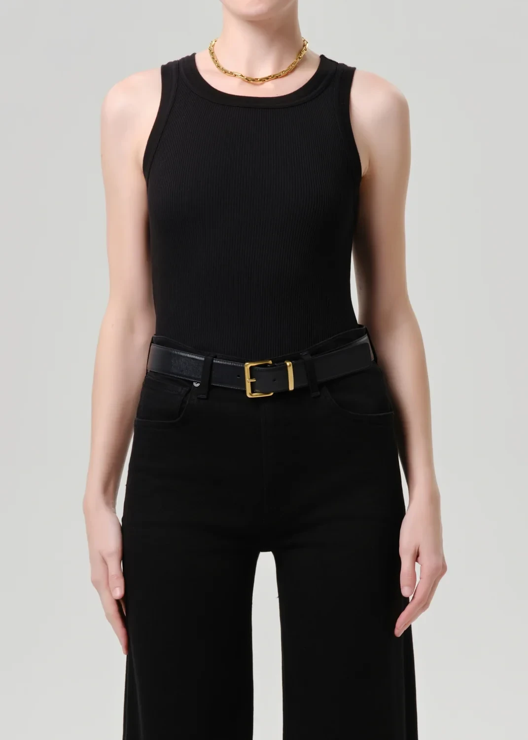 Isabel Rib Tank in Black