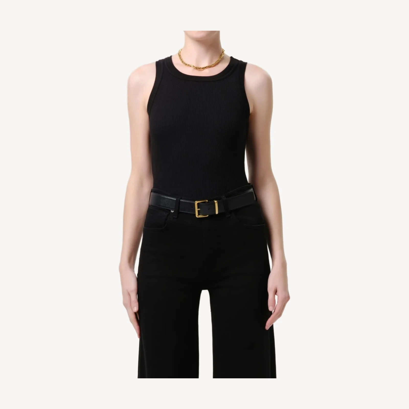 Isabel Rib Tank in Black