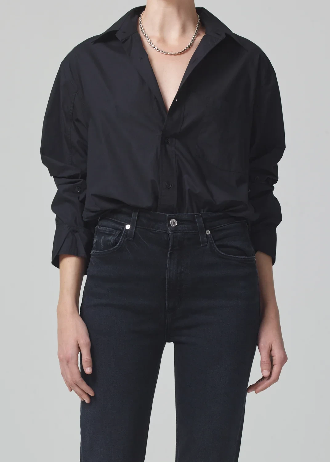 Kayla Poplin Shirt in Black