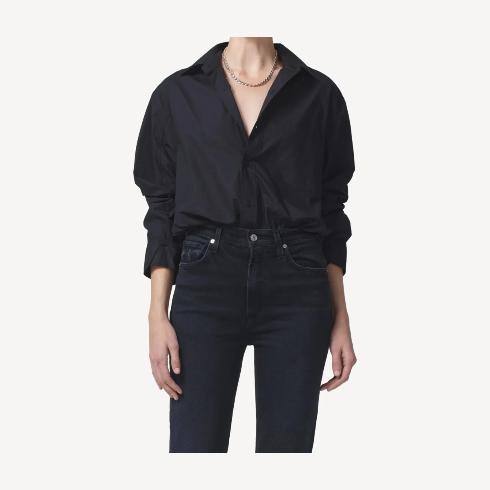 Kayla Poplin Shirt in Black