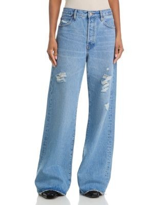 Frame The Loose High Rise Low Slung Wide Leg Jeans in Sundrop