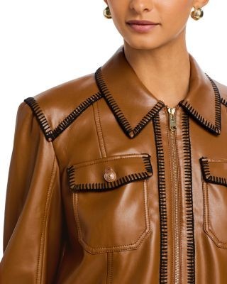 Cinq a Sept Kimmy Whipstitch Faux Leather Jacket