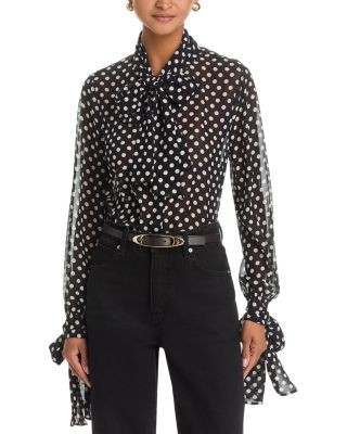 Frame The Silk Polka Dot Nouvelle Blouse