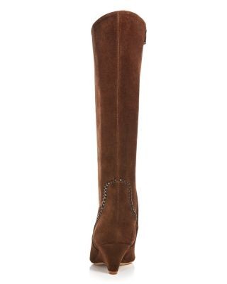 Cinq a Sept Women's Marta Stitched Suede Knee High Boots