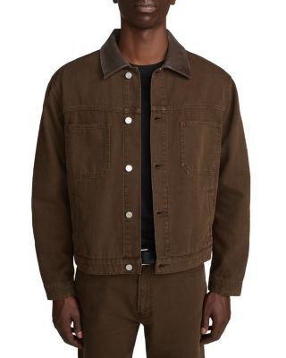 Frame Sandbar Cotton Canvas Leather Collar Utility Jacket