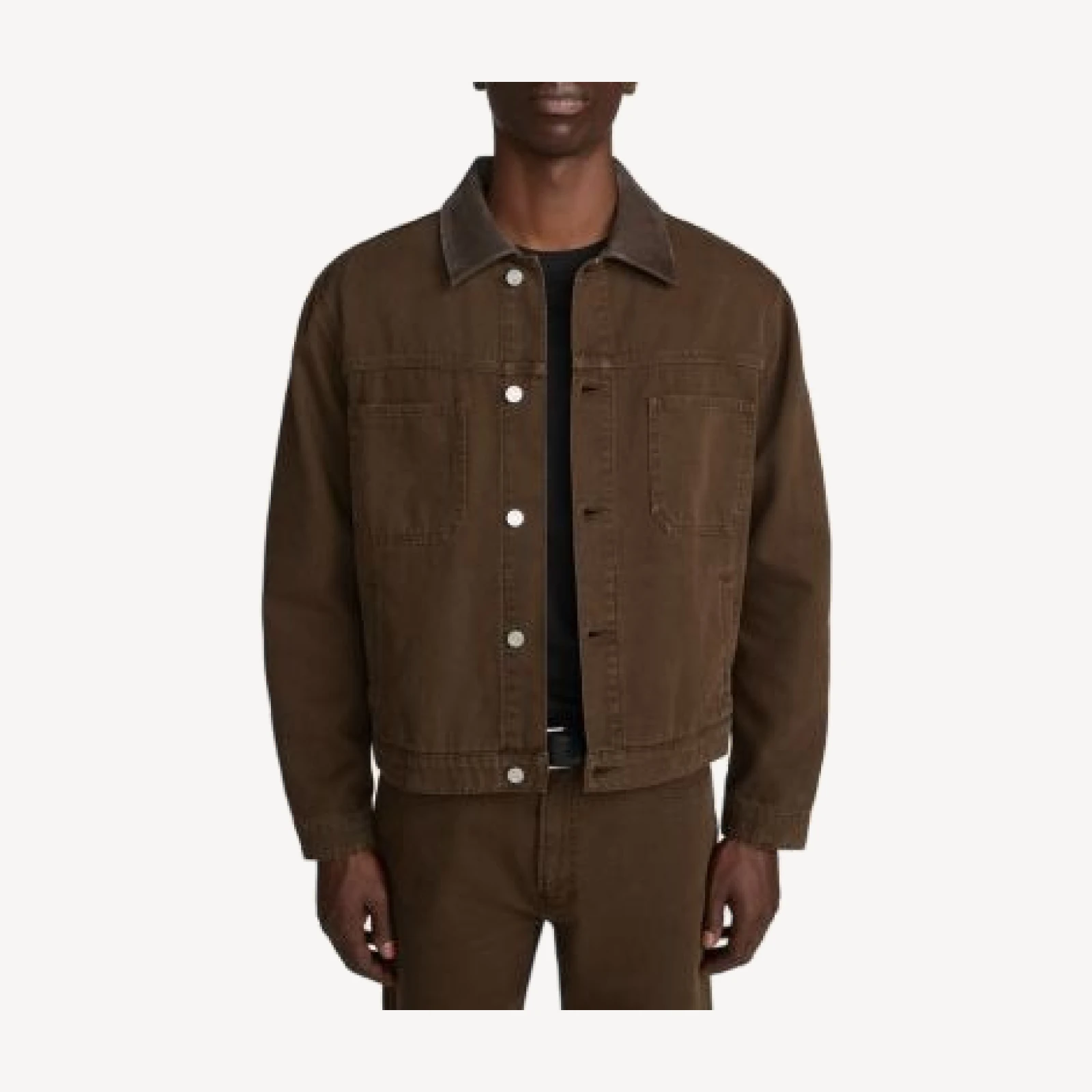 Frame Sandbar Cotton Canvas Leather Collar Utility Jacket