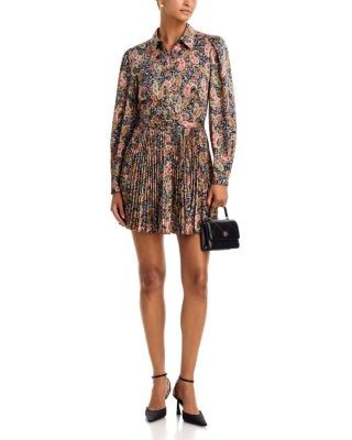 Cinq a Sept Reynolds Printed Pleated Skirt Shirt Dress