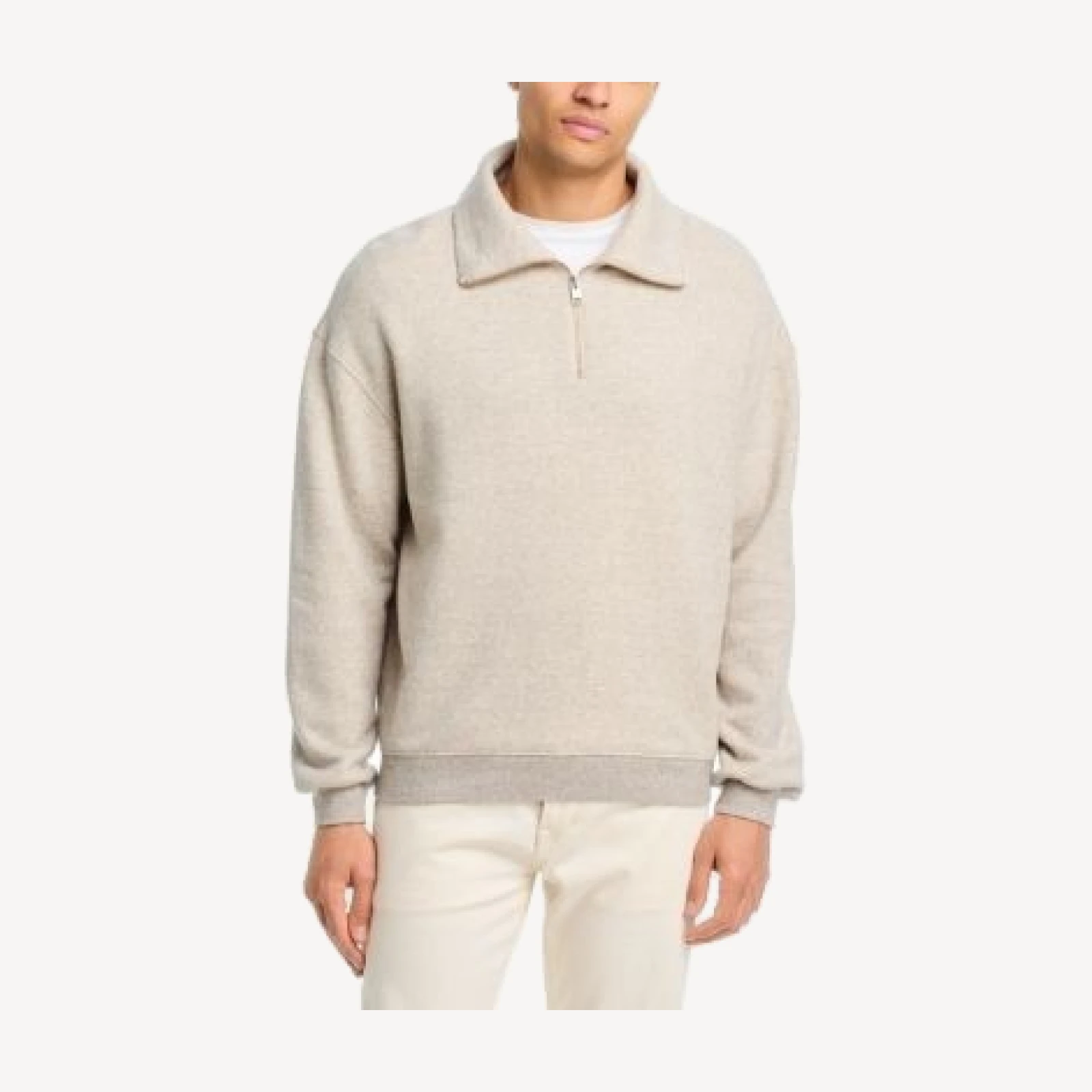 Frame Relaxed Quarter Zip Cotton Blend Sweatshirt