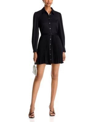 Cinq a Sept Reynolds Belted Pleated Skirt Shirt Dress