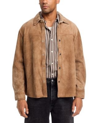Frame Suede Leather Snap Button Shirt Jacket