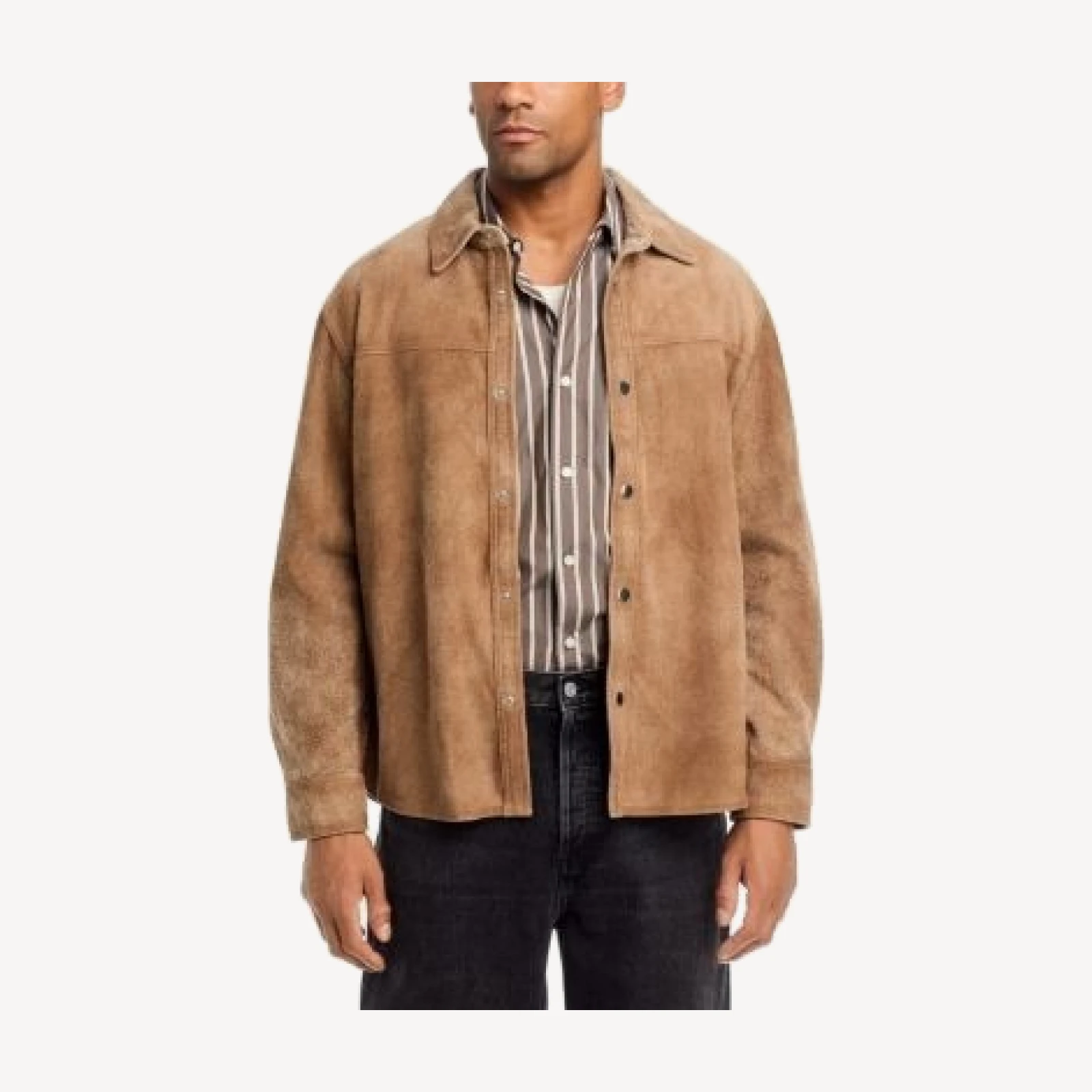 Frame Suede Leather Snap Button Shirt Jacket