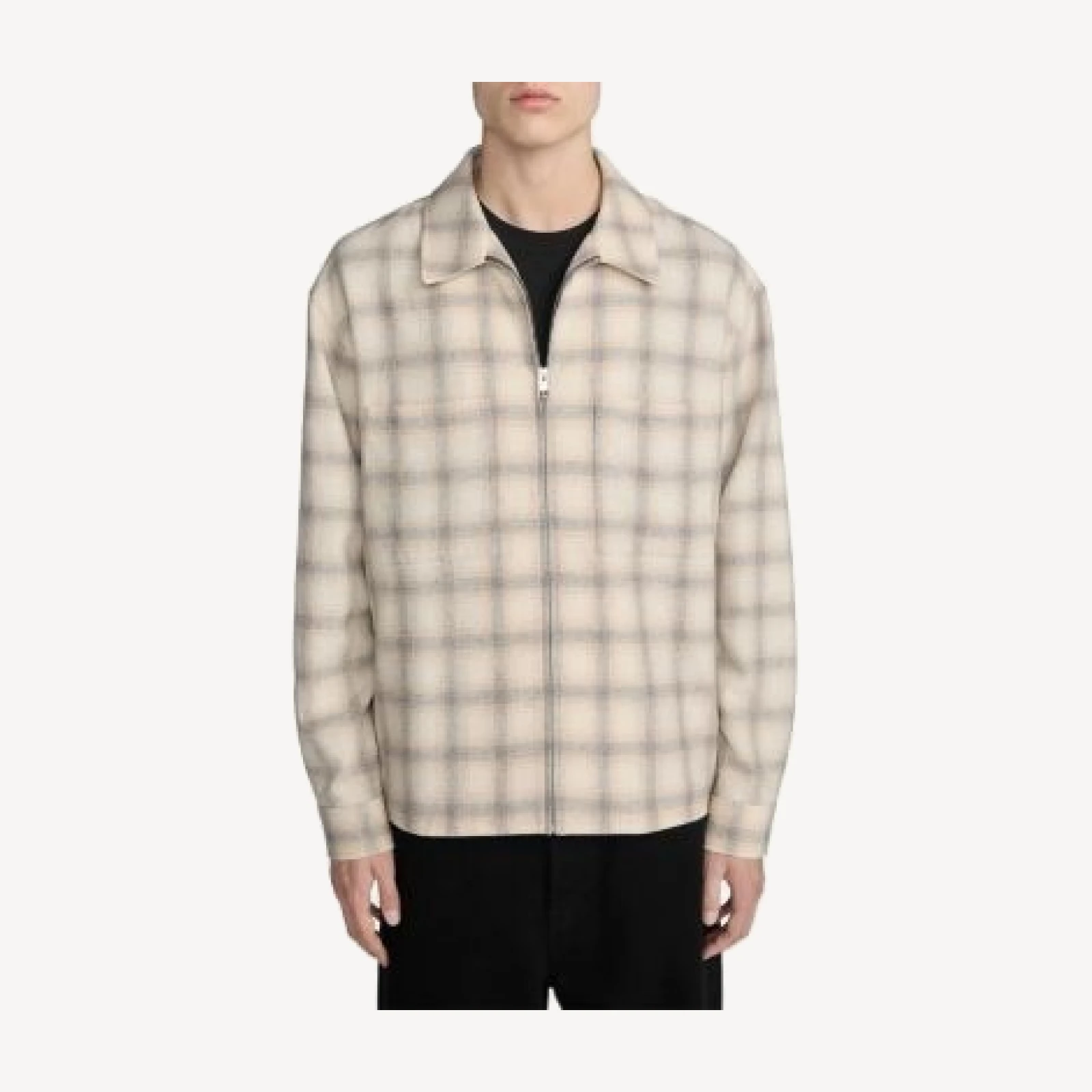 Frame Wool Blend Plaid Zip Overshirt