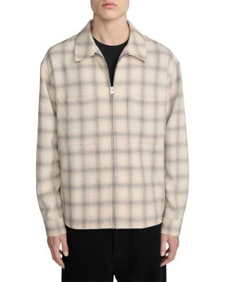 Frame Wool Blend Plaid Zip Overshirt
