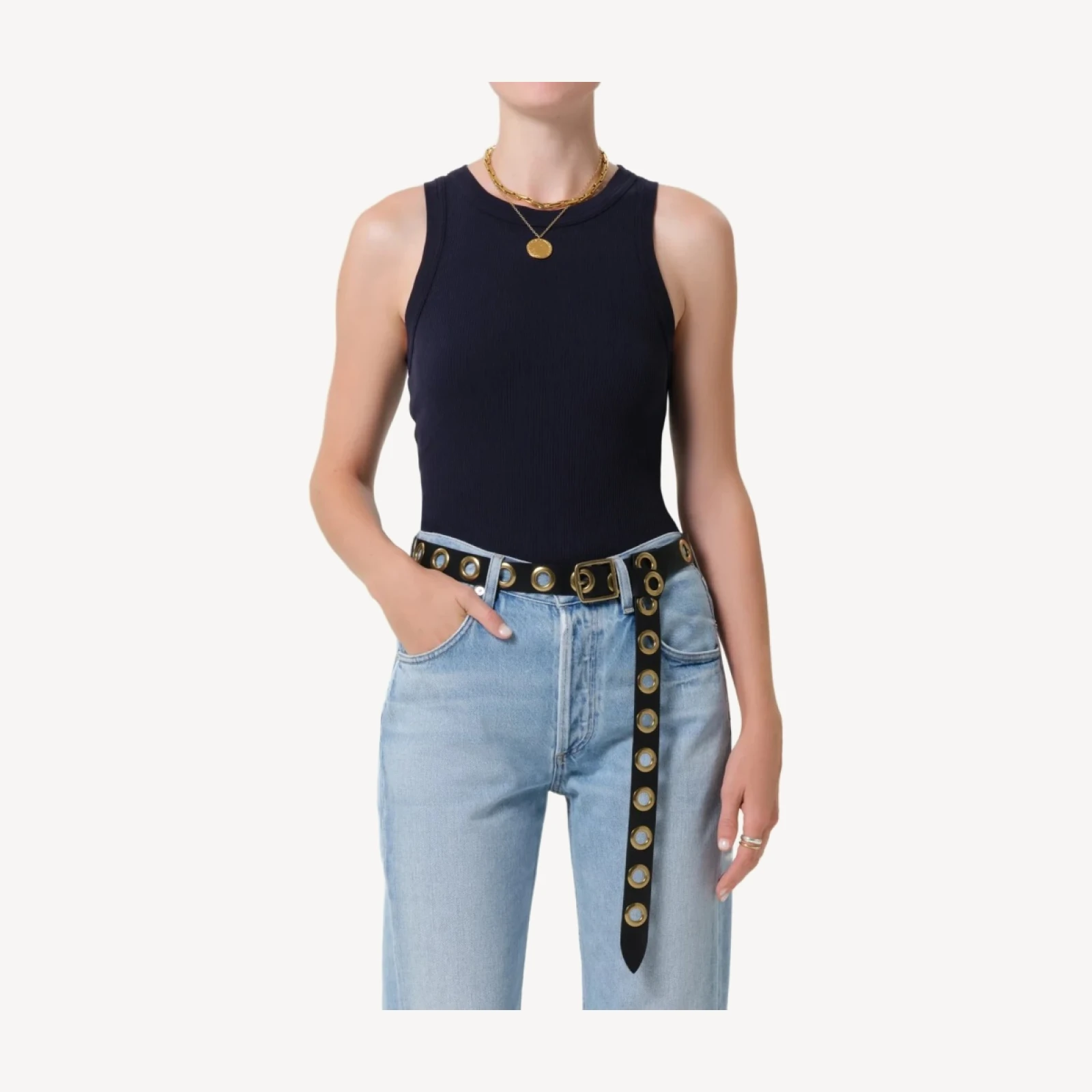 Isabel Rib Tank in Navy