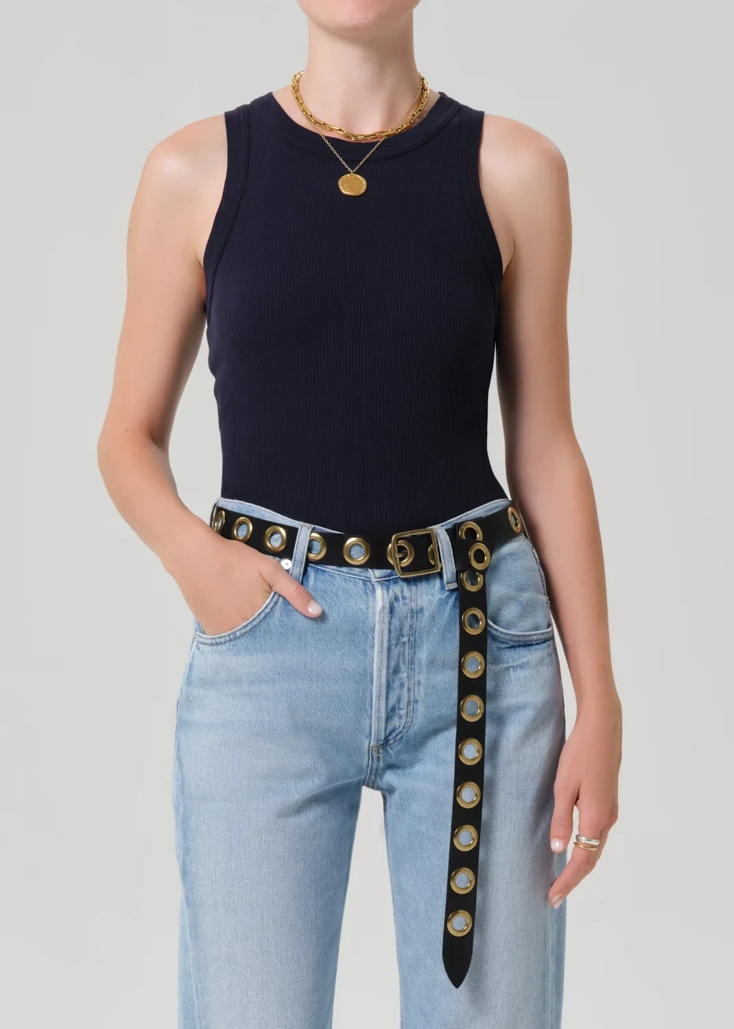 Isabel Rib Tank in Navy