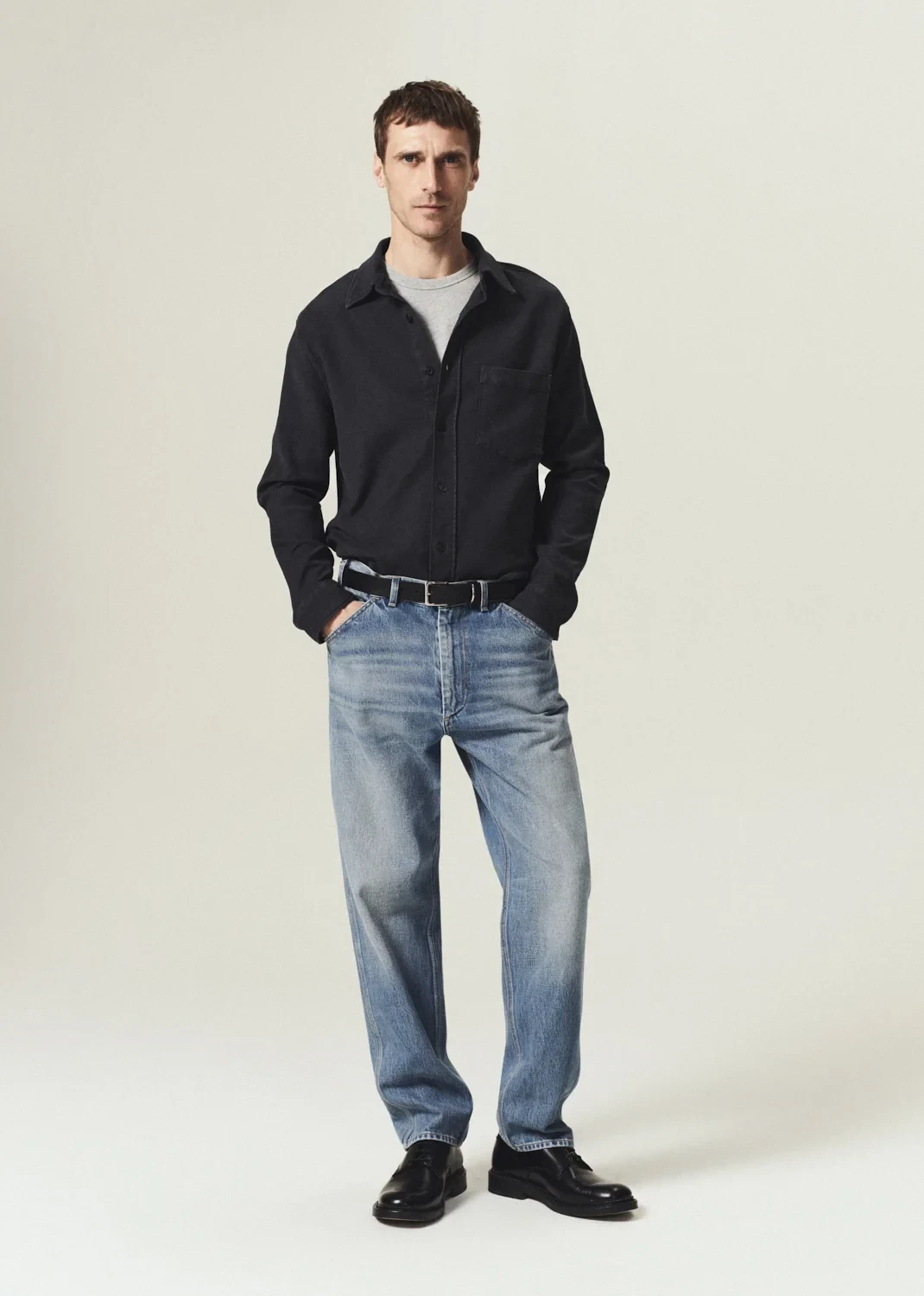 Luca Bucket Dye Shirt French Terry in Gravel