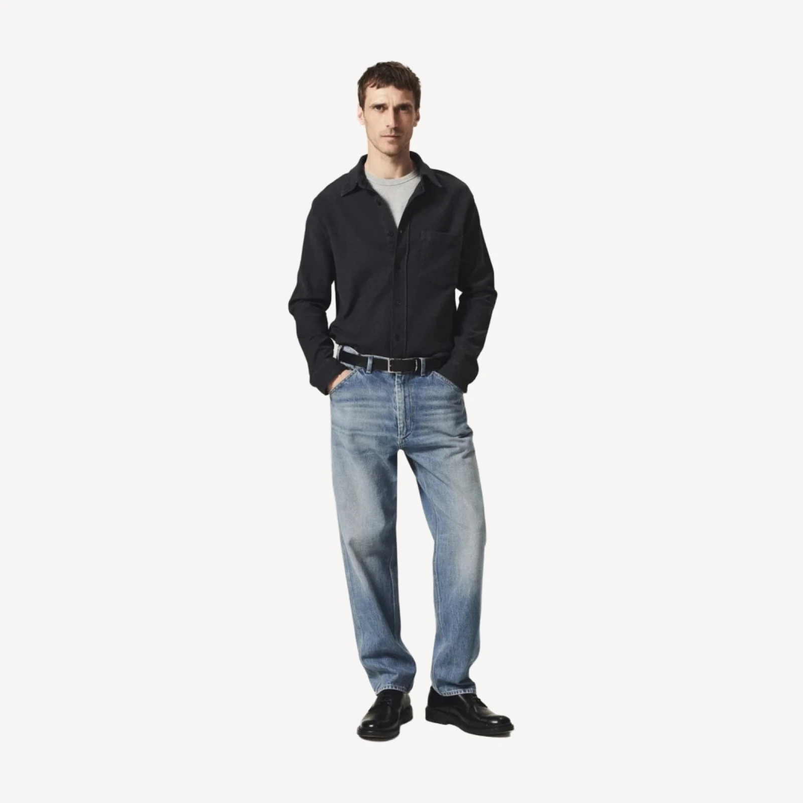 Luca Bucket Dye Shirt French Terry in Gravel