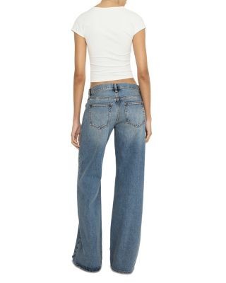 Frame The Leo Low Rise Wide Leg Jeans in Rivage