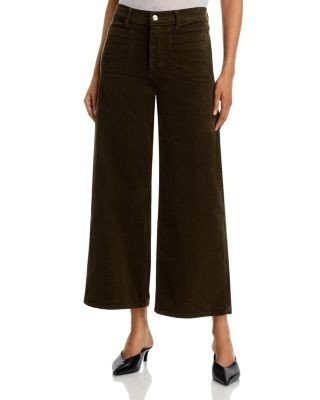 Frame Le Slim Palazzo Mode High Rise Corduroy Jeans in Rich Military