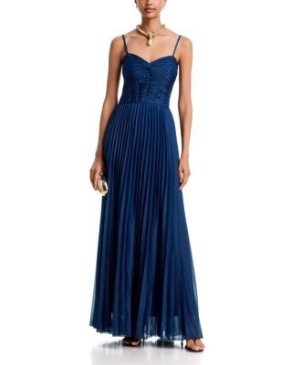 Aqua Orzna Pleated Gown - Exclusive
