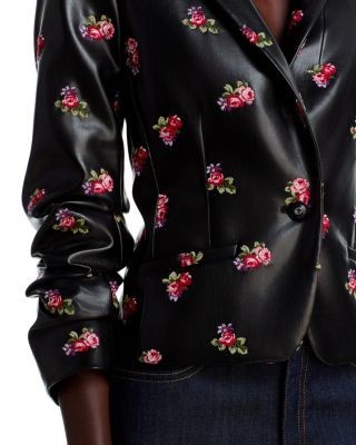 Cinq a Sept Khloe Tossed Roses Le Peti Faux Leather Blazer