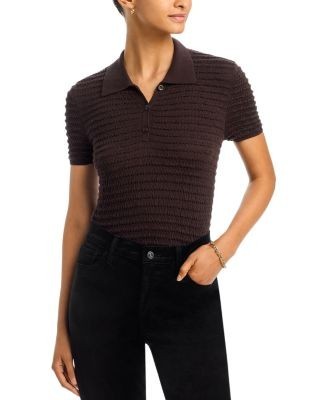 Frame The Smocked Silk Cotton Blend Polo