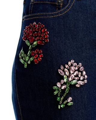 Cinq a Sept Rhinestone Roses Stevie High Rise Bootcut Jeans in Neptune Multi