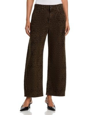 Frame The Bow High Rise Crop Flocked Jeans in Sandcat