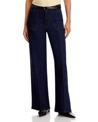 Frame Le Slim Palazzo Pintuck Pocket High Rise Jeans in Rinse