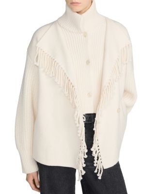 Frame The Cropped Wool Fringed Coat