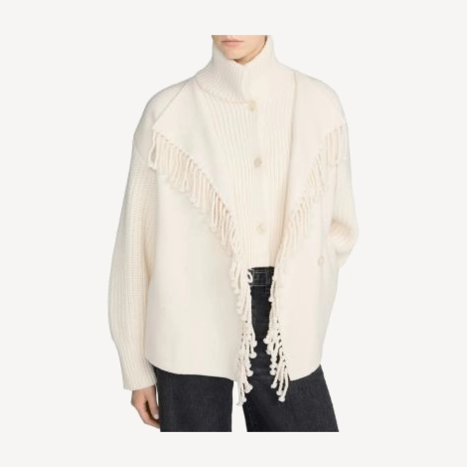 Frame The Cropped Wool Fringed Coat