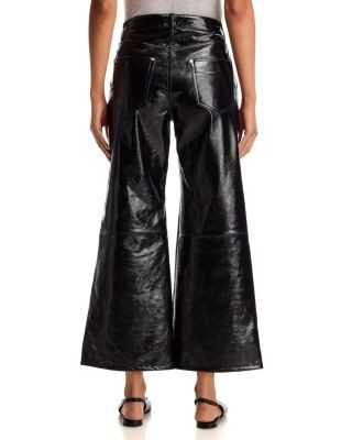 Frame The Patent Leather High Rise Swing Jeans in Black