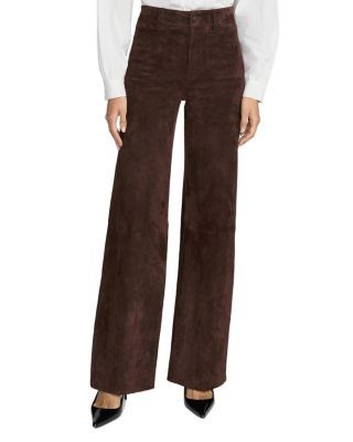 Frame The Suede Slim Palazzo Jeans in Dark Brown