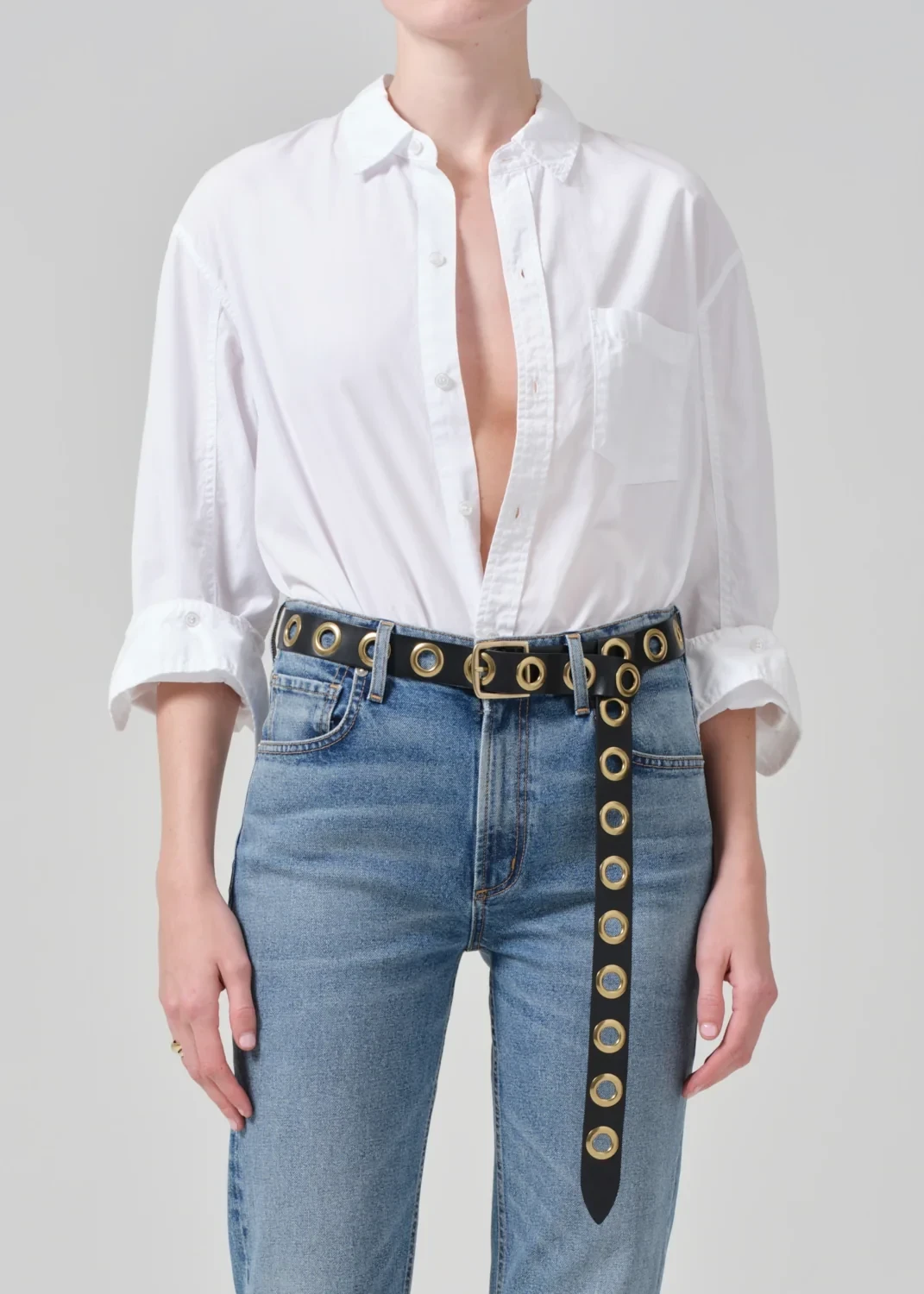 Kayla Shrunken Poplin Shirt in Optic White