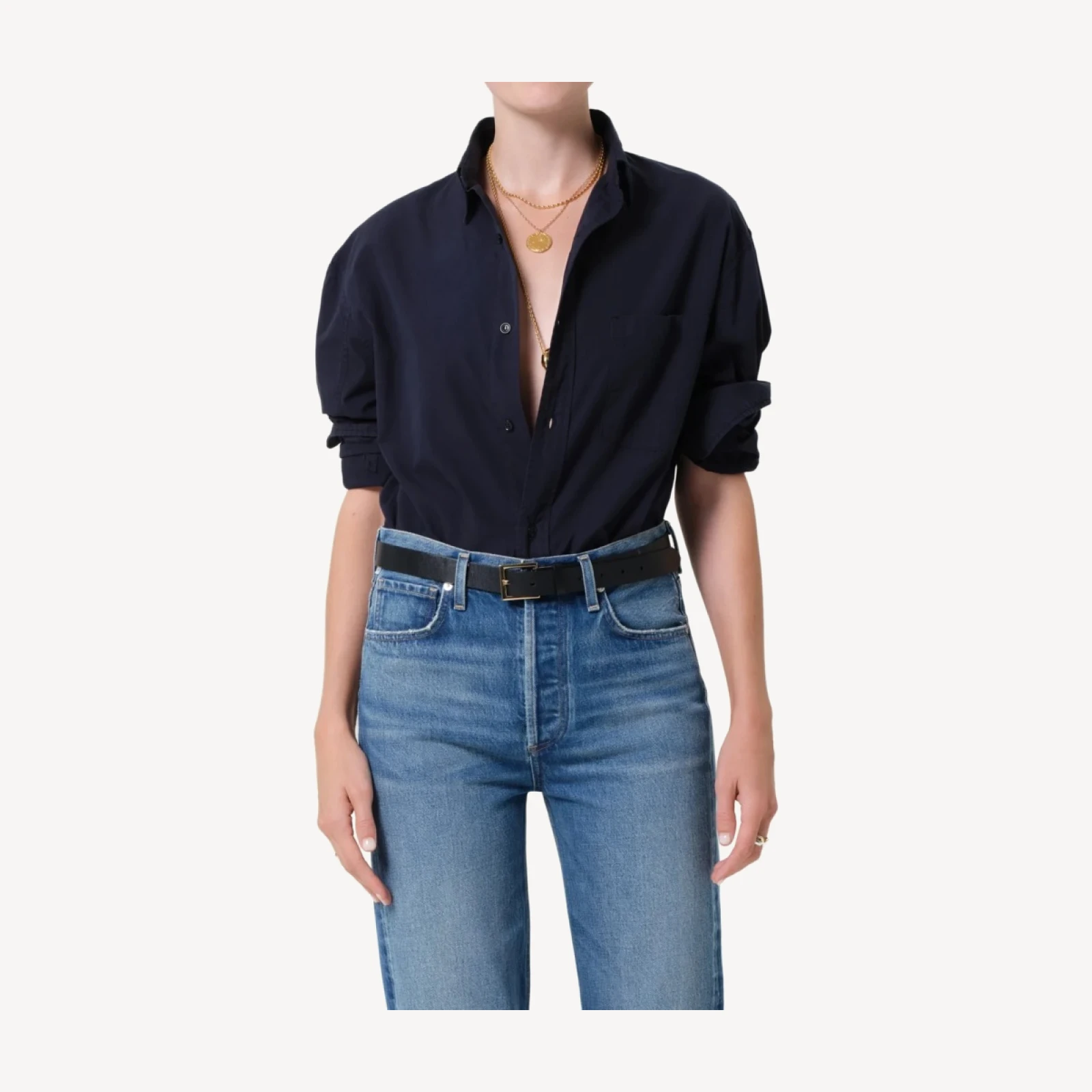 Kayla Poplin Shirt in Navy