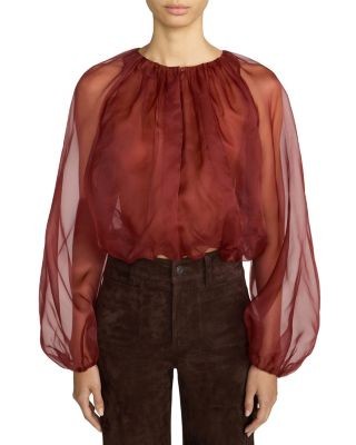 Frame The Sheer Silk Balloon Blouse