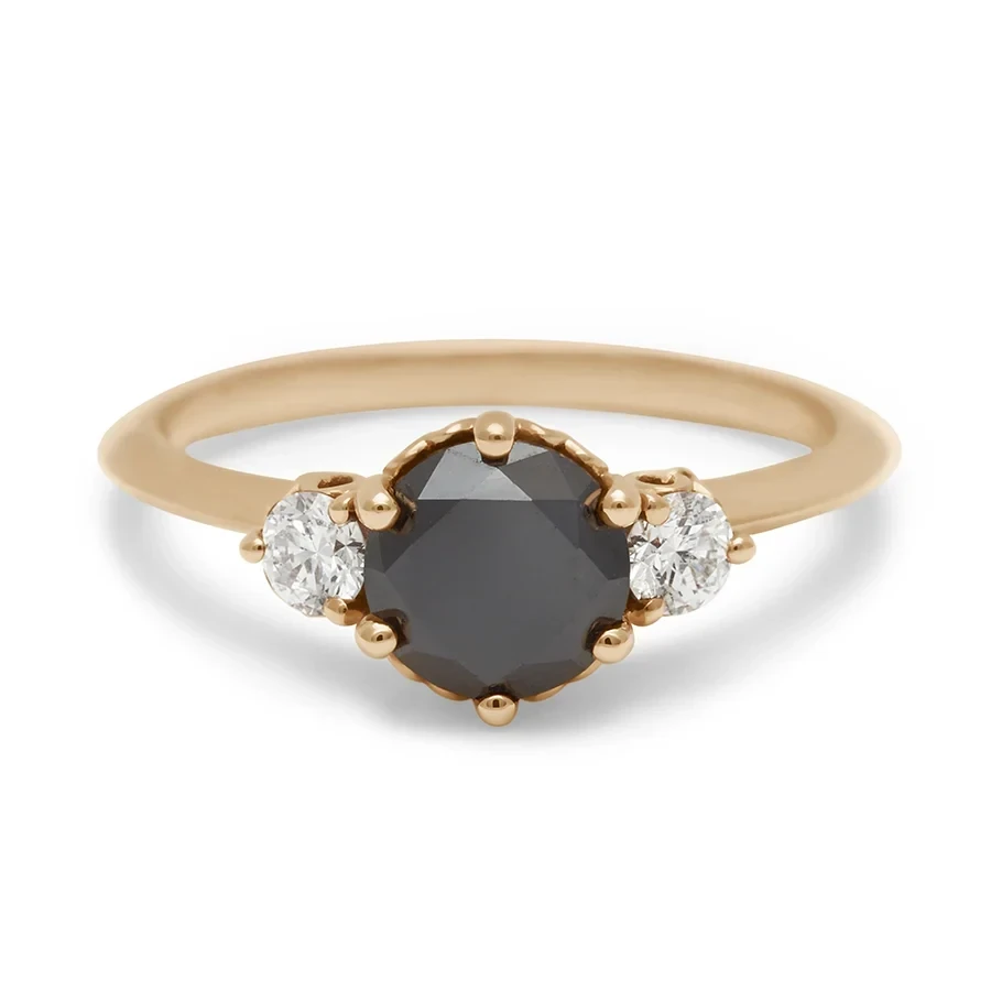 Hazeline Three Stone Ring - 14k Gold & Black Diamond (1.00ct)