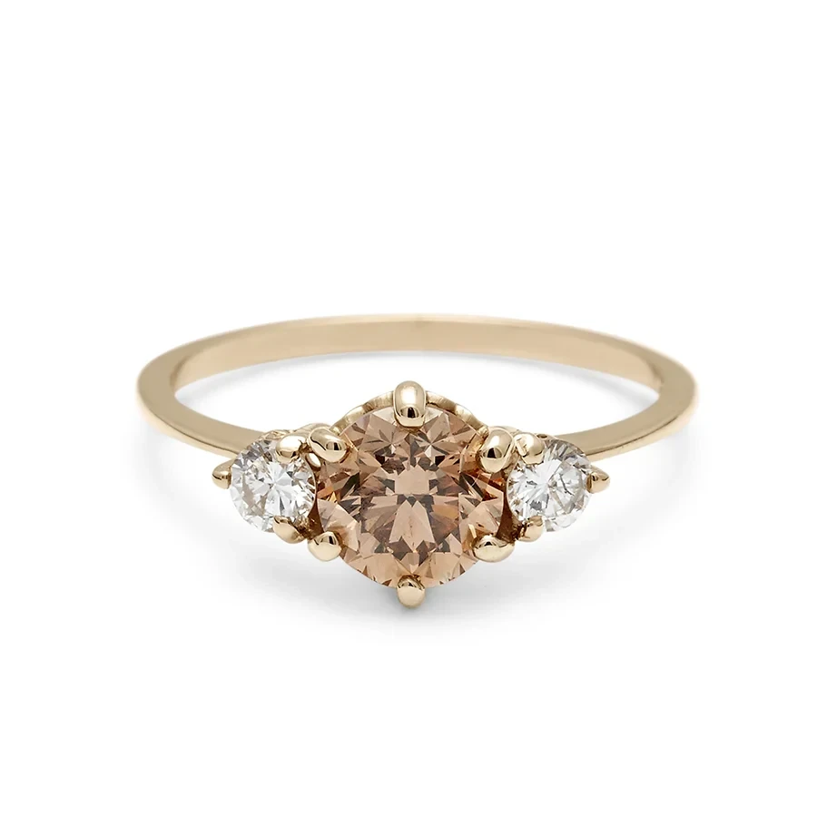 Hazeline Three Stone Ring - 14k Gold & Champagne Diamond (1.00ct)