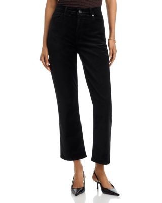 Frame Le Sleek Velvet Straight Jeans in Black
