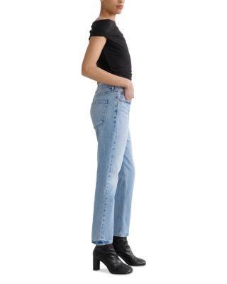 Agolde Riley High Rise Straight Crop Jeans in Steam
