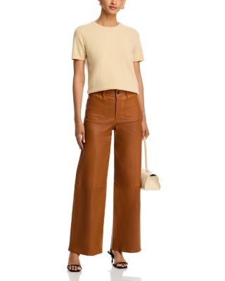 Frame The Leather Slim Palazzo Modernist Pocket Jeans in Camel