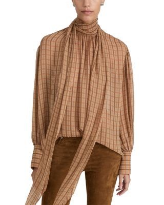 Frame The Lantern Silk Scarf Blouse