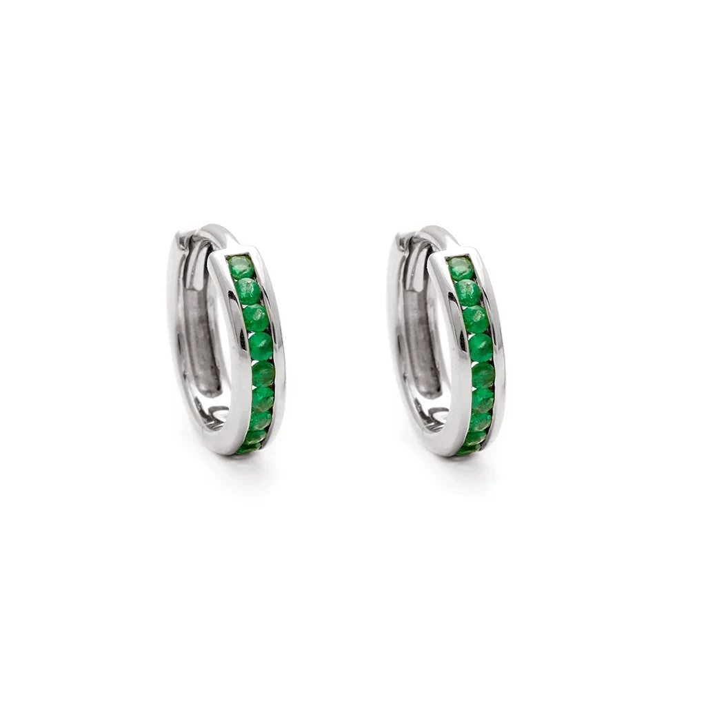 Licol Hoop (PAIR) - Sterling Silver & Emeralds