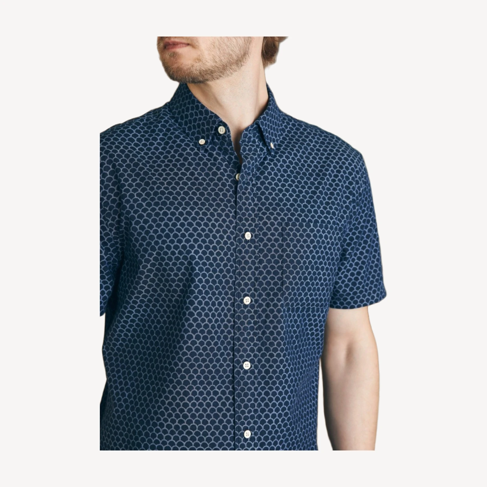Short-Sleeve Stretch Playa Shirt - Midnight Fish Scale