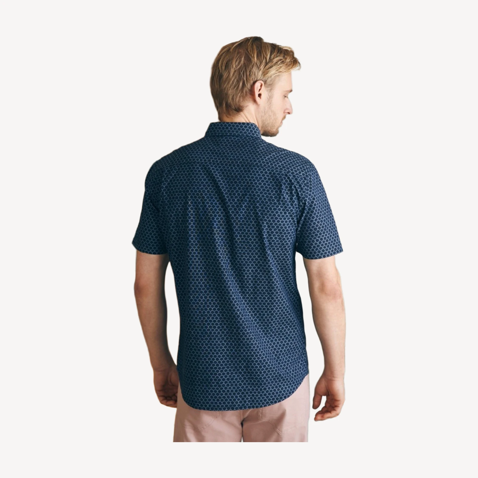 Short-Sleeve Stretch Playa Shirt - Midnight Fish Scale