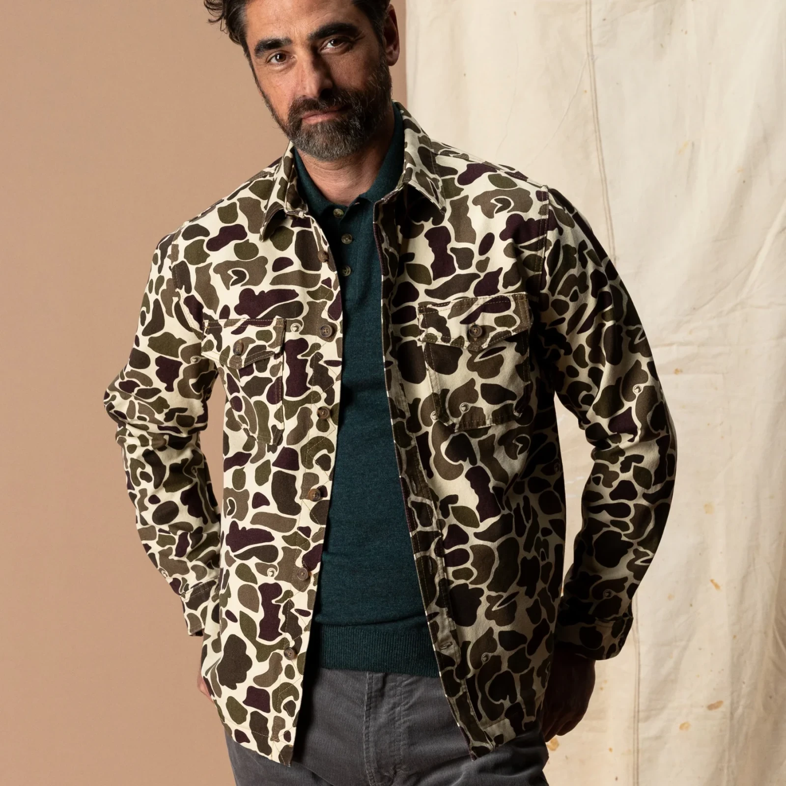 Vintage Camo Duck Canvas Jacket - Sandrift Khaki Camo