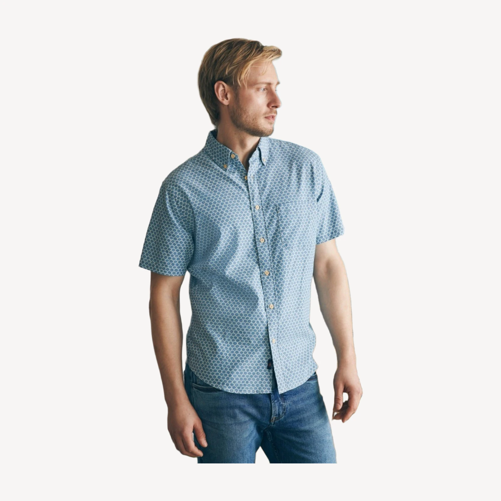 Short-Sleeve Stretch Playa Shirt - Fish Scale Redux