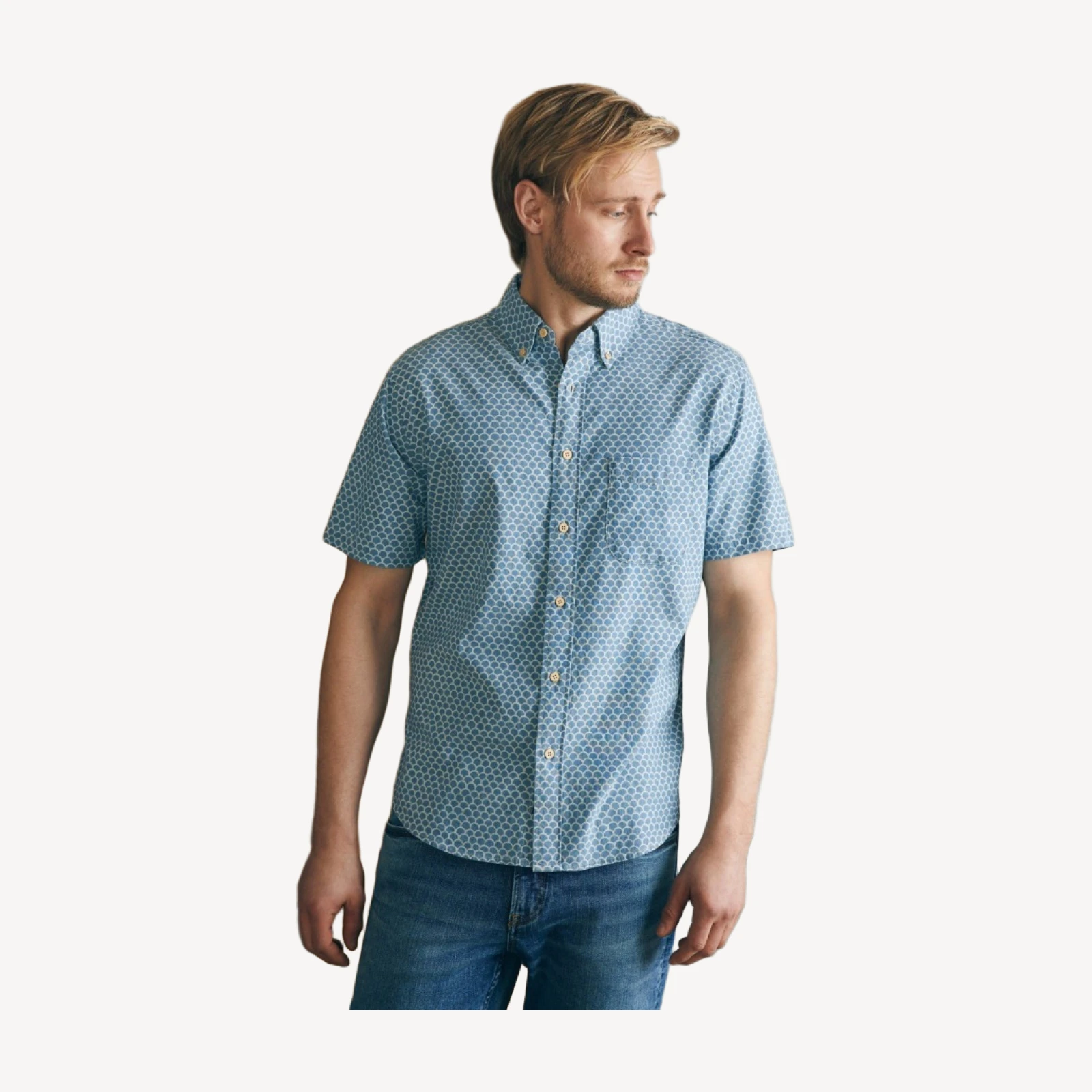 Short-Sleeve Stretch Playa Shirt - Fish Scale Redux