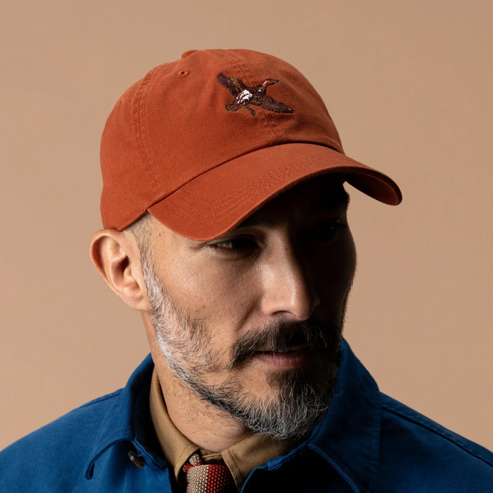 Vintage Motif Cotton Twill Hat - Red Earth