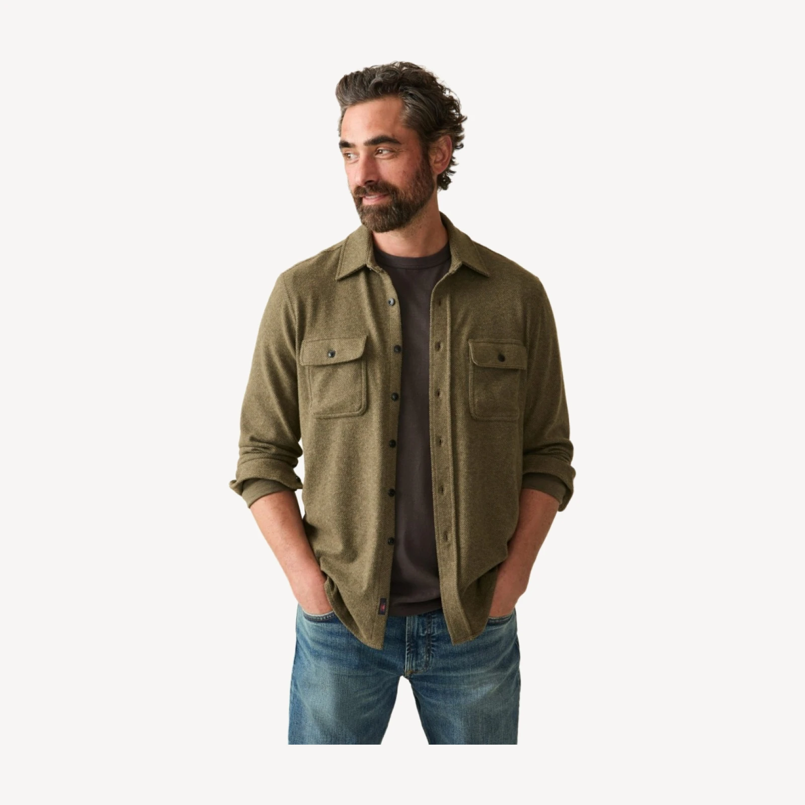 Legend Sweater Shirt - Olive Melange Twill